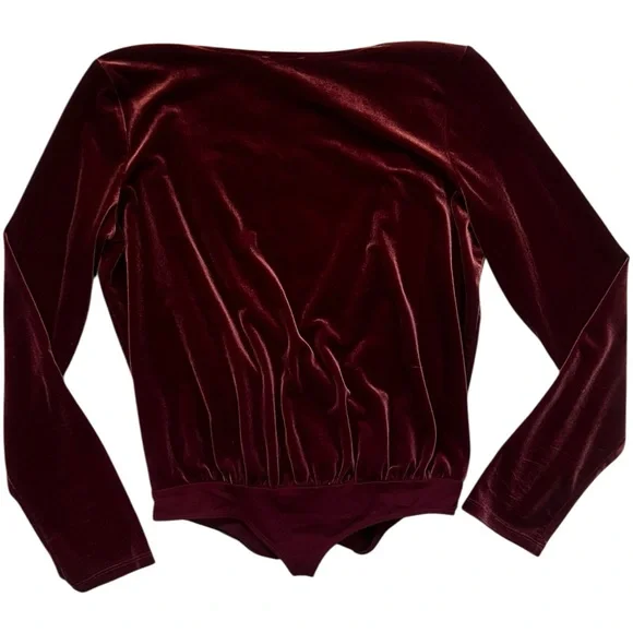 Express Deep Red Velvet Bodysuit Like New! M - Picture 6 of 8